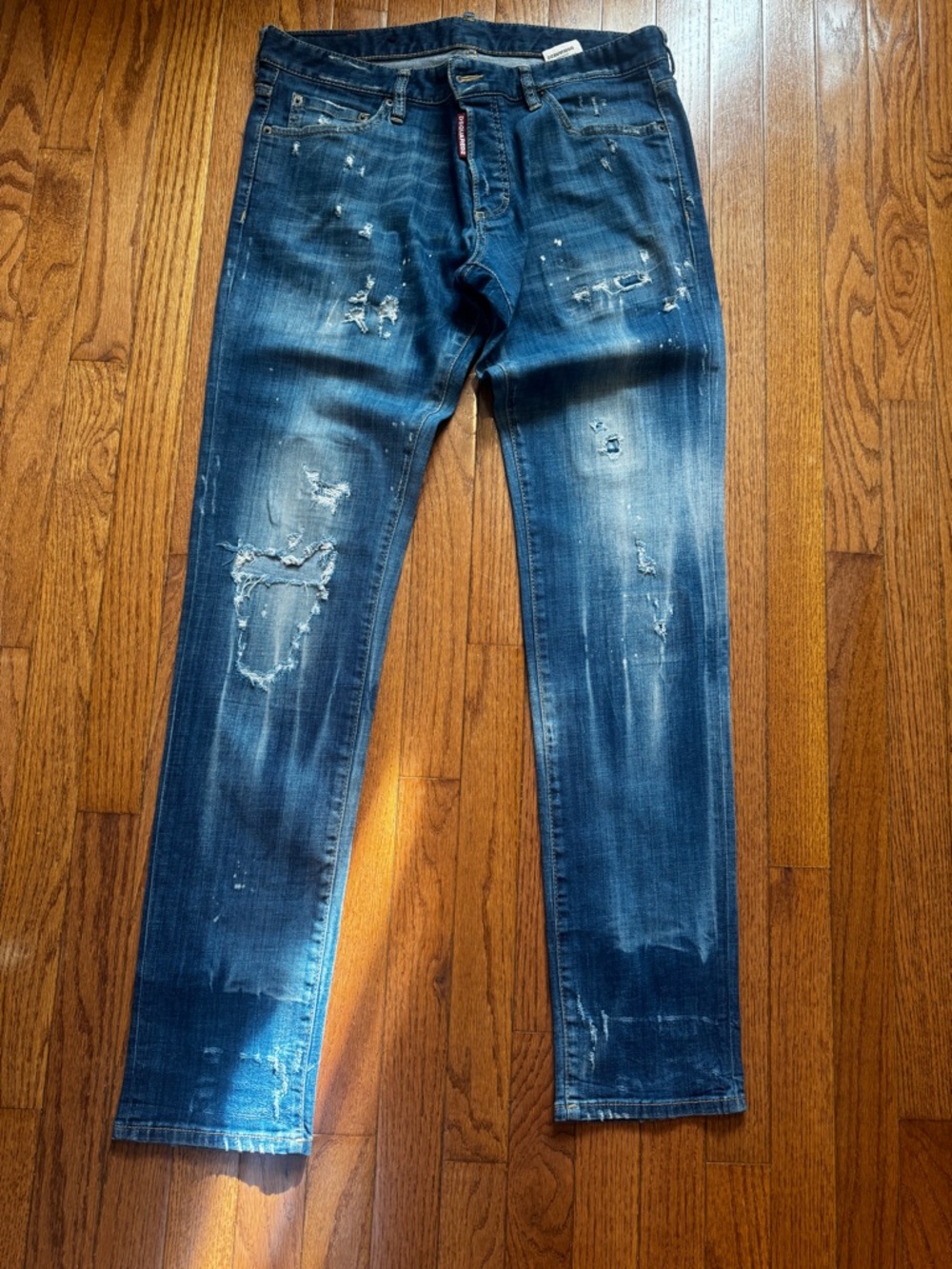 Distressed Dsquared2 Men's Blue Denim Jeans - Casual Slim Fit